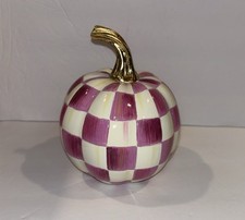 MacKenzie Childs Plum Check 6" Tall Mini Pumpkin - New In Box
