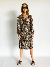 Ganni Leopard Print Midi Wrap Dress