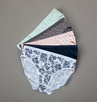 5 Pack Victoria s Secret sz M High Leg Cotton Brief Logo Panties Bundle Lot Set