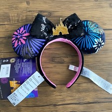 Disney Parks The Main Attraction Castle Fireworks Minnie Ears Headband US
