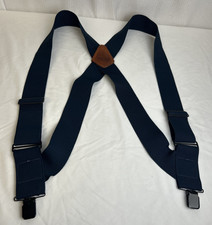 Duluth Trading Suspenders 2" Wide Navy X-Back Side Clip Heavy Duty Clasps EUC