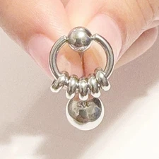 ALL LENGTHS: VCH Barbell Surgical Steel with 5 Rings.