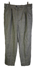 Vintage 80s Rockabilly Pants Womens 16 Wool Houndstooth Plaid Pleated Clean Girl