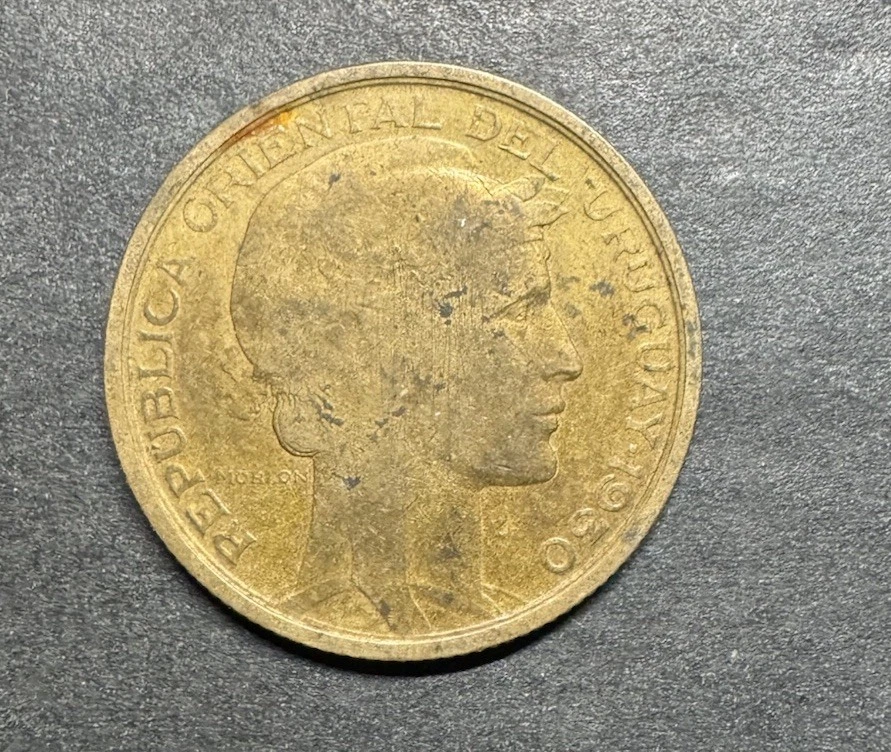 1930 Uruguay 10 Centesimos World Coin 100th Anniversary Constitution KM# 25 Puma - Image 2 of 2