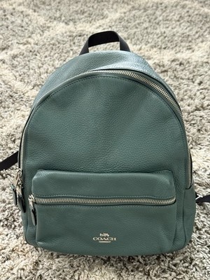 Coach Charlie Peppled Leather Teal Backpack 30550 Adjustable