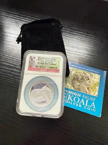 2012-P Australia $1 Koala - High Relief - First Releases - PF70 UC Silver  - NGC