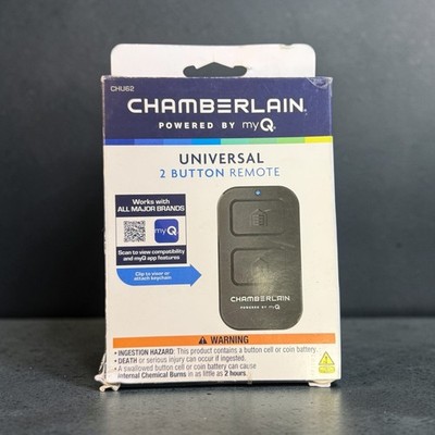 Chamberlain Universal 2-Button Remote CHU62  ALL MAJOR BRANDS w/ Clip & Battery