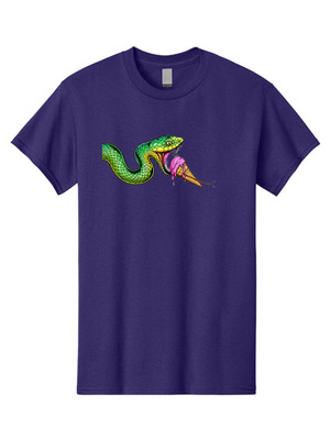 Snake-Eating-Ice-Cream-2 Mens Graphic Tee, 100% Cotton, Casual Summer Wear