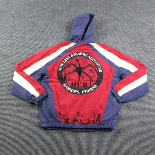 Stranger Things Jacket Mens S Red BoxLunch Windbreaker Hooded Lined Zip NWT image 18