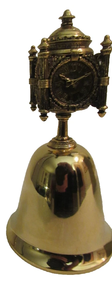 Vintage MARSHALL FIELD'S BRASS Bell with 4-sided Clock on top very Rare - Image 4 of 4