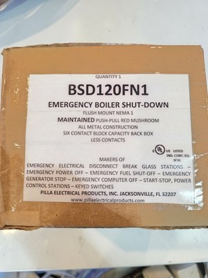 New Pilla BSD120FN1 Emergency Boiler Shut-Down Button Nema1