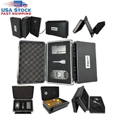Cigar Case Box Travel Humidor Double Sided Cutter Stand Hygrometer 5 Or 10 Cigar