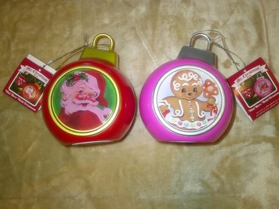 Mr. Christmas Light Up Blow Mold Ornament Set of 2 Santa and Gingerbread 5 Inch