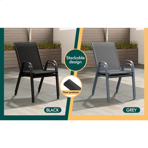 ALFORDSON 3PCS Outdoor Furniture Patio Table and Chairs Set Garden Round Black - Picture 5 of 11