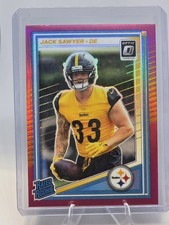 2025 Panini Donruss Football Jack Sawyer Red Green Optic Rated Rookie Prizm #390