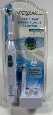 INTERPLAK Toothbrush Opticlean Plaque Remover with 2 Brush Heads SEALED New