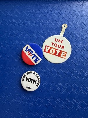 Vintage Vote Buttons Lot Use Your Vote Time For A Change Patriotic Pinback