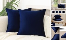 Velvet Throw Pillow Covers 18x18 Inches Pack 18" x 18" Pack of 2 Navy Blue