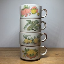 4 Ceramic Soup Cups Mugs Bowls Vintage 70/80's Vegetable collectable tableware