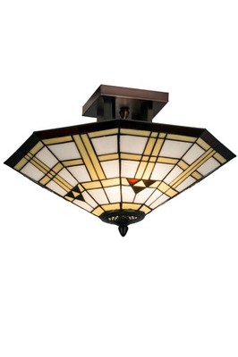 Meyda Tiffany 28284 Arrowhead Mission 2 Light 20''W Semi Flush - Tiffany Glass