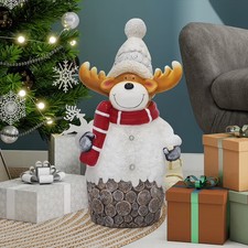 Lighted Resin Christmas Reindeer Sculpture with Built-In LED Lights