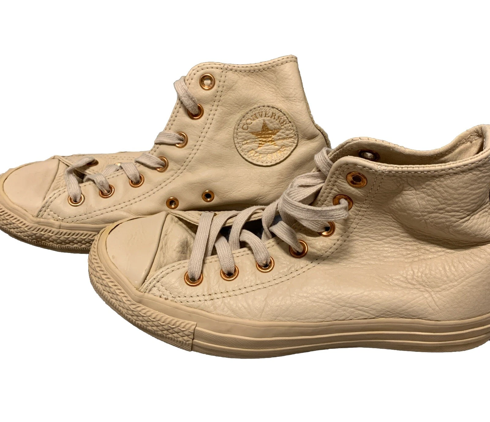 Scarpe da ginnastica alte Converse Chuck Taylor All Star in pelle oro rosa taglia UK 5 5