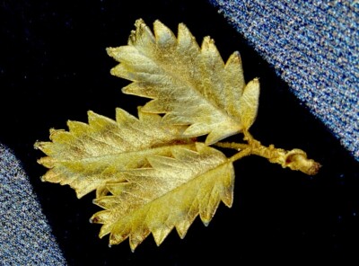 2 Vintage Gold Toned brooch, excellent Condition texture leaf