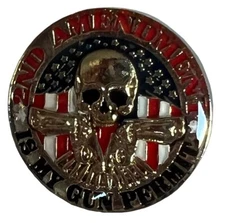 TRUMP 2024 2nd Amendment Is My Gun Permit USA Skull Hat Cap Lapel Pin