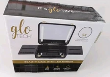 Glo Tech Beauty Case With LED Mirror Black Opened Box