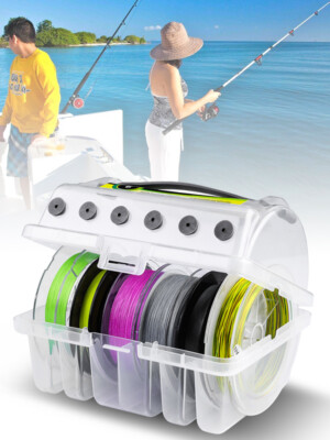 6 fishing line holder box Fishing Line Organizer Line Spool Box 6 Holes Fishing Tackle Line Storage  Case