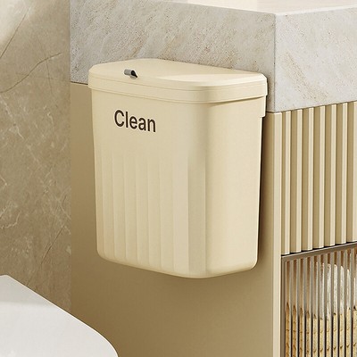 8.5/12L Kitchen Trash Can Wall Mounted With Lid Bathroom Sink Cabinet Trash Can