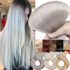 60PCS Tape-In Russian Remy Thick Human Hair Extensions Skin Weft Straight Colors