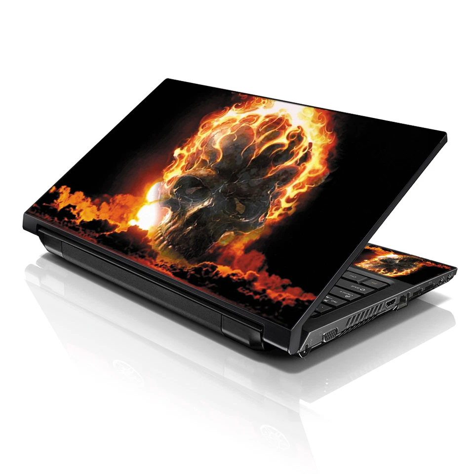 Laptop Skin Sticker Notebook Decal Cover Fire Skull for Apple Asus Dell 13"-16" - Image 2 of 4