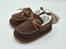 Bearpaw Infant Real Leather Suede Moccasin Shoes Brown 0-6 months Size 1 - New