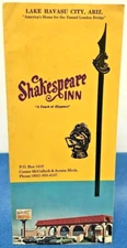 Vintage Shakespeare Inn Hotel Motel Lake Havasu Arizona Travel Brochure 1982