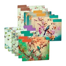 Decorative File Folders Letter Size Bird Design with Floral Branches 12 Pack