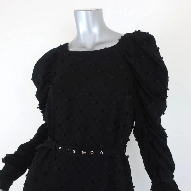 Vestido Rachel Comey Whiff Negro Texturizado Jacquard Talla 4 Drapeado Manga Larga Foto 4 de 4