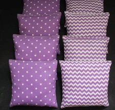 WEDDING LILAC SMALL CHEVRON & POLKA DOTS 8 ACA Regulation Cornhole Bean Bags 