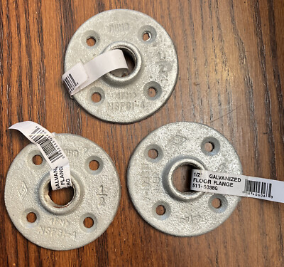 [3 Pack]BK MUELLER 1/2'' FPT Galvanized Malleable Iron Floor Flanges #511-603BG