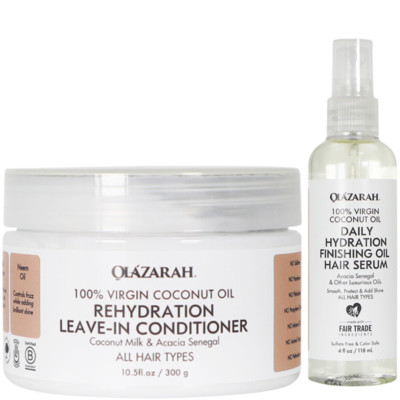 Coconut Oil Hydrating Daily Leave-in Conditioner & Hair Serum (Set) - Nourish, S