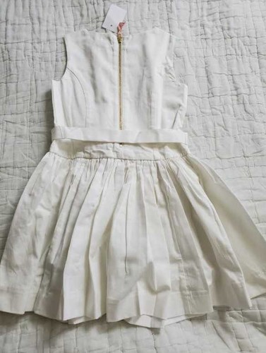 NEW GIRL'S 3 5 6 CREWCUTS J CREW TIE WAIST DRESS IN SPICY JADE / IVORY / RED - Picture 10 of 15