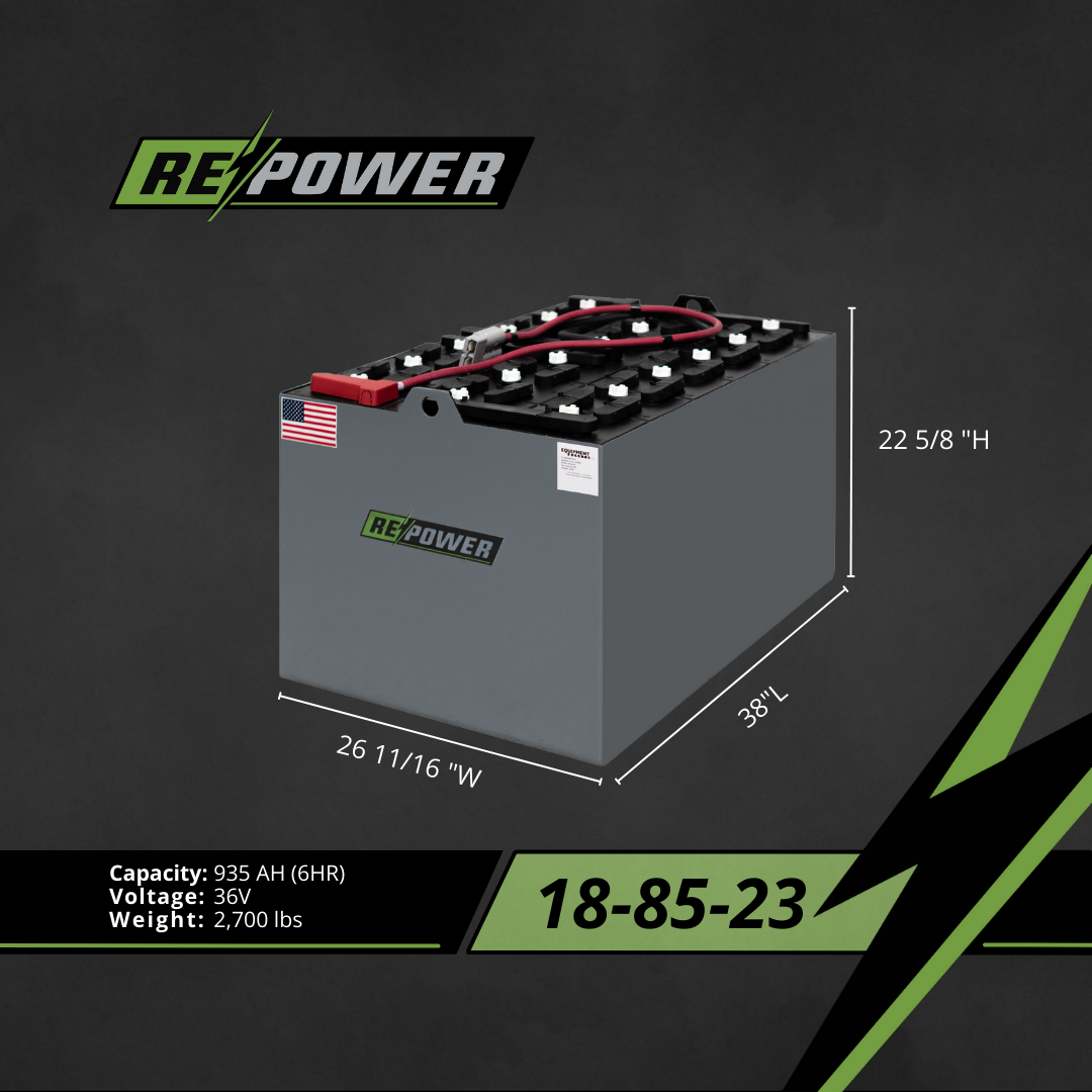 Repower Reconditioned 18-85-23 Forklift Battery 36V 38.25