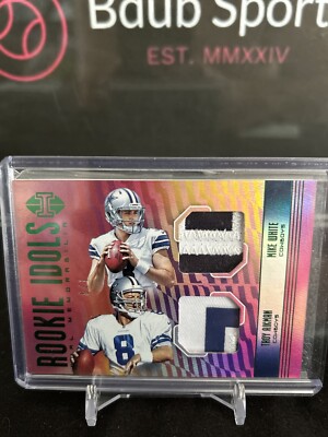 2018 ILLUSIONS ROOKIE IDOLS Green DUAL Patch MIKE WHITE TROY AIKMAN 1/5