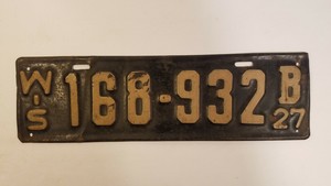 Vintage 1927 Wisconsin License Plate 168 932 B Rated Wi Plate Hotrod Shop Art C3 Ebay