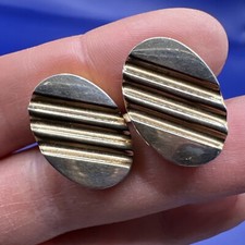 Nice Vintage Gold Tone SWANK Oval Ridged Cuff Links Solid