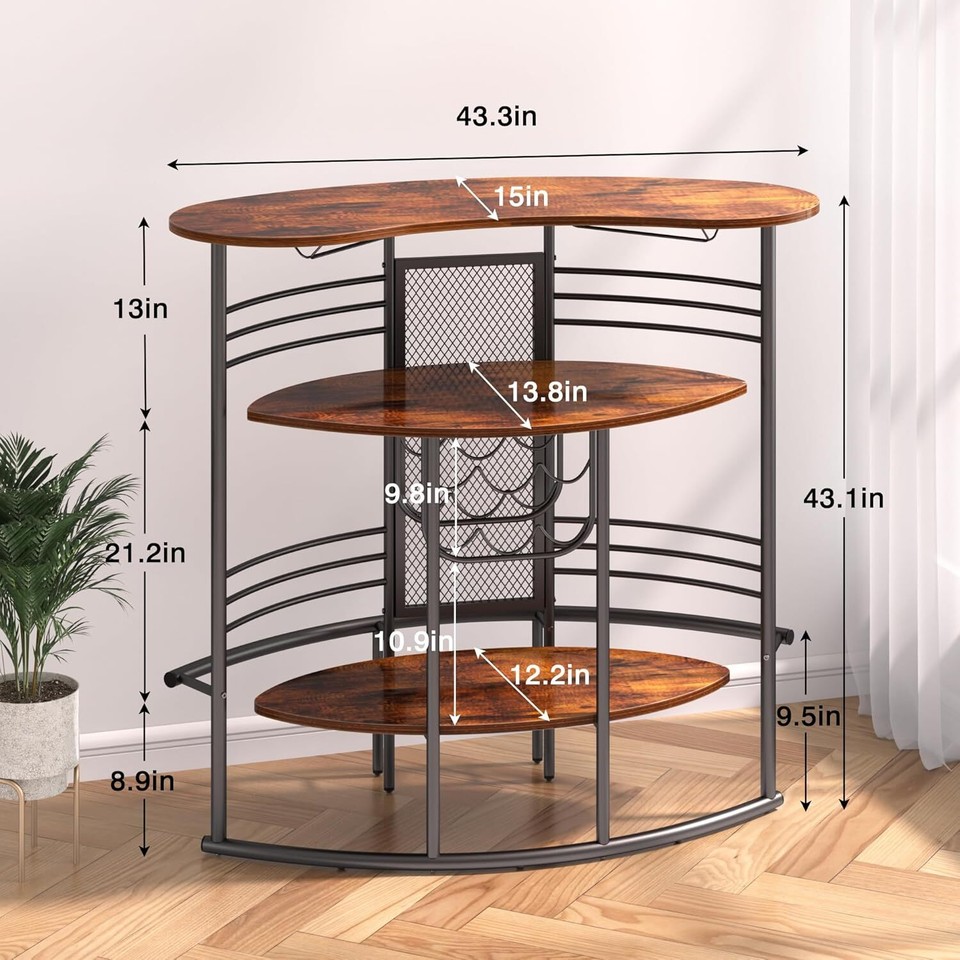 Bar Modern Bar Unit with Storage Shelves, Industrial