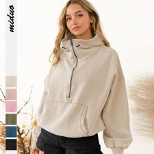 Women's hooded sweatshirt, sports hoodie, zipper long sleeved casual top jacket