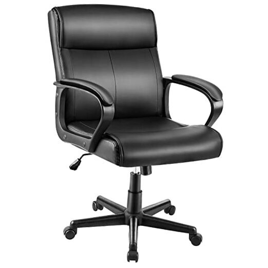 Office Chair Mid Back Desk Chair Adjustable High Ergonomic Computer PU Leather