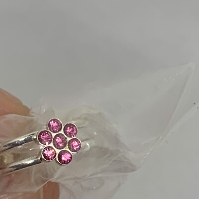 Sterling Silver Crystal Toe Ring Pink Flower Adjustable SEALED Avon 1999 Y2K