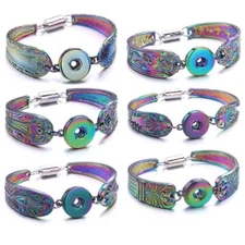 New Colorful Magnetic Metal 18mm Interchangeable Snap Button Bracelet for Women